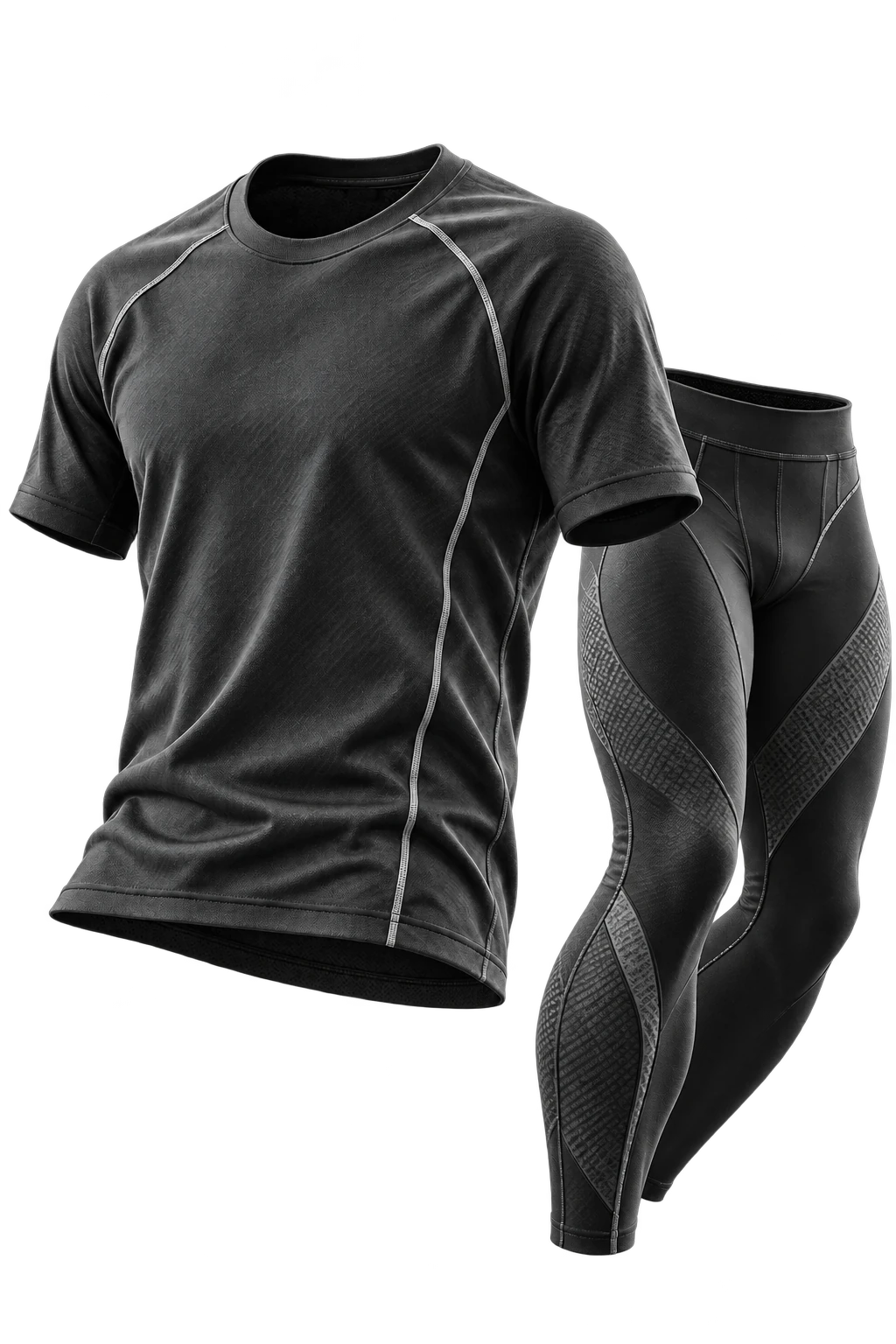 Charcoal technical training T-shirt and leggings
